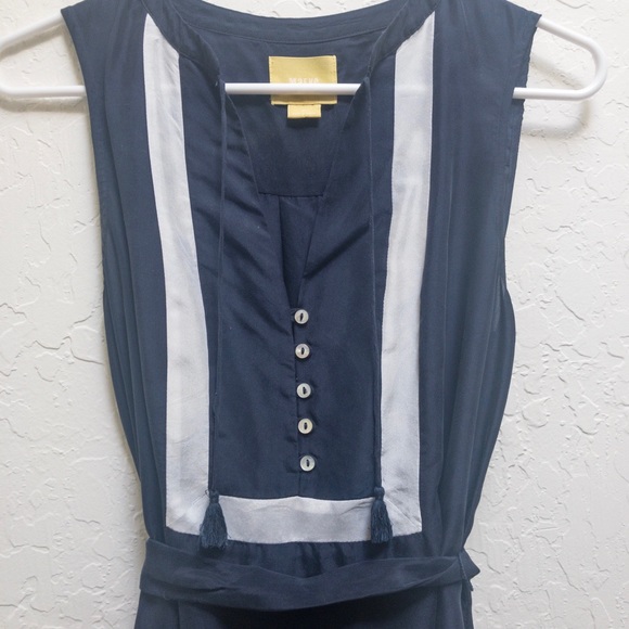 Anthropologie Navy Tie Dress/Tunic Blouse - Picture 4 of 8